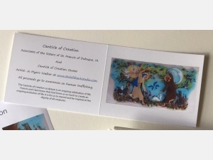 Greeting card with photo of Canticle of Creation sculpture by Jo Myers-Walker