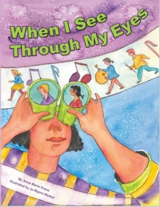 Cover of the book When I See Through My Eyes by Ann Marie Kraus featuring watercolor painting by Jo Myers-Walker of child looking through binoculars