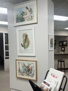 Paintings by artist Jo Myers-Walker displayed at IN Tandem Arts & Authors Gallery Store in downtown Des Moines