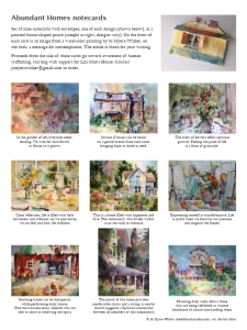 Page showing designs of Abundant Homes notecards featuring watercolor paintings by artist Jo Myers-Walker